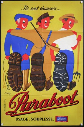 a poster of a man with a hat and boots