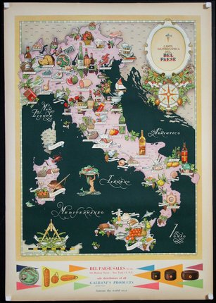 a map of italy with different foods