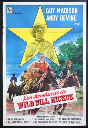 a movie poster with a star and a man riding horses