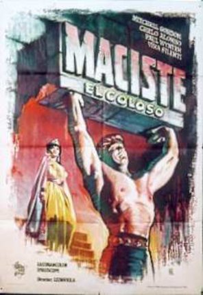 a poster of a man lifting a large block