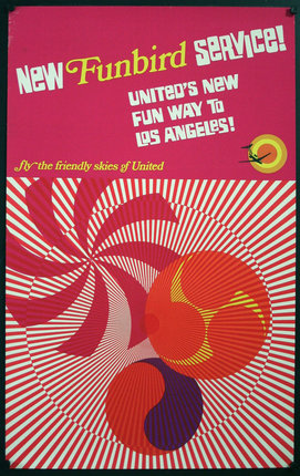 a poster with a red and white swirl design