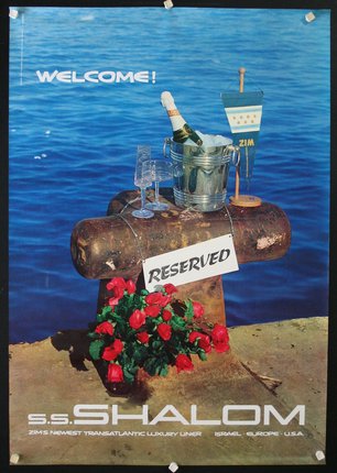 a sign with a bucket of champagne and flowers