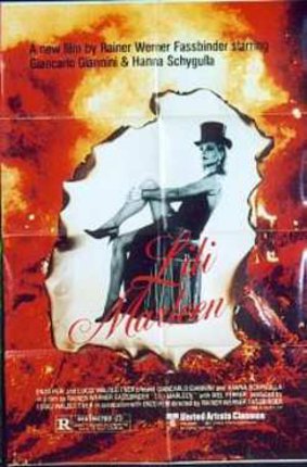 a poster of a woman sitting on fire