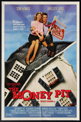 a movie poster of a couple sitting on a roof