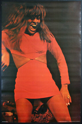 Tina Turner in a red dress on stage
