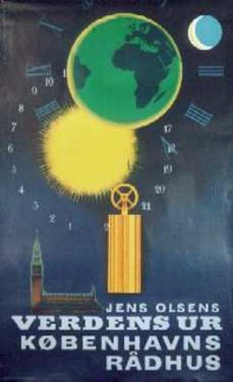 a poster with a clock and earth