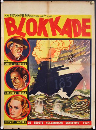 a movie poster with a ship and a man smoking a cigarette