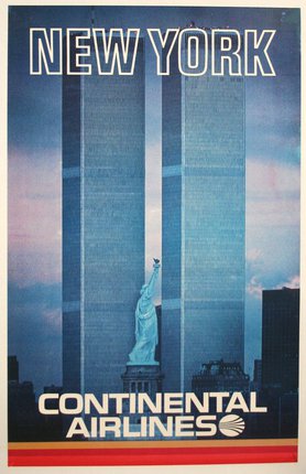 a statue of liberty and two twin towers