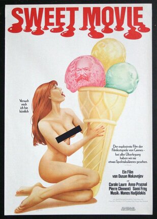 a poster of a woman holding an ice cream cone