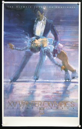 a poster of a couple ice skating
