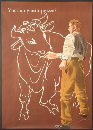 a man drawing a cow