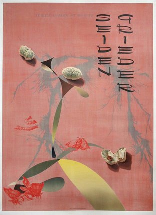 a poster with a flower and text