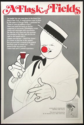 a poster of a clown holding a shot