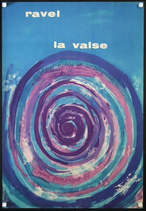 a poster with a spiral pattern
