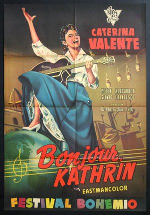 a poster of a woman playing a guitar