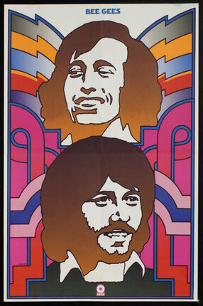a poster of two men from the singing group The Bee Gees