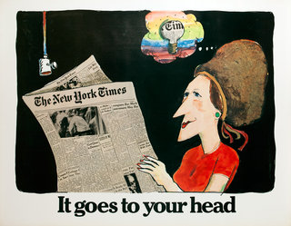 a cartoon of a woman reading a newspaper