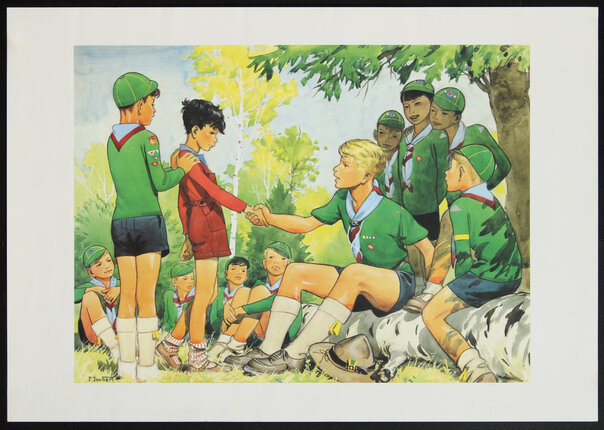 a boy scout meeting with a group of boys
