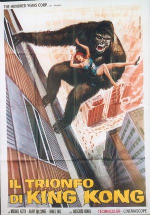a movie poster of a gorilla and a woman on a gorilla