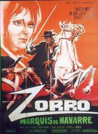 a movie poster of a man and a woman riding a horse