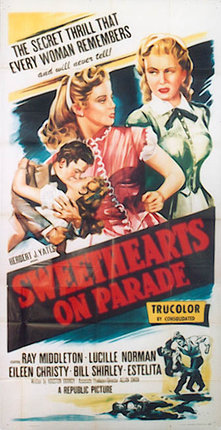 a movie poster of a man and a woman kissing a woman