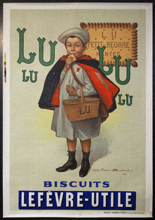 a poster of a boy eating a basket