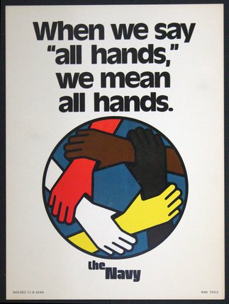 a poster with hands around a circle