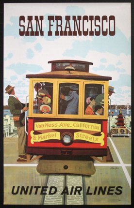 a poster of a trolley