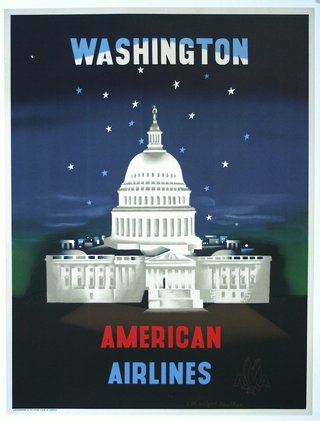 a poster of a white house with United States Capitol in the background