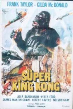 a movie poster of a gorilla holding a rocket