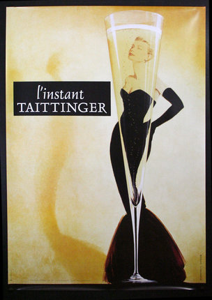 a poster with a woman in a black dress