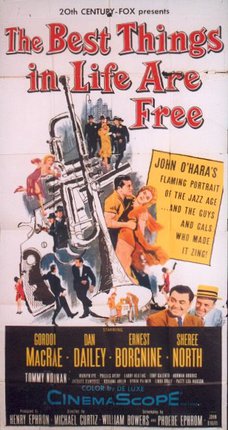 a poster with people dancing and a trumpet