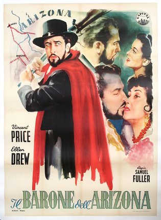 a poster of a man with a red cape