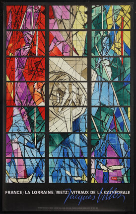 stained glass church window with different colors