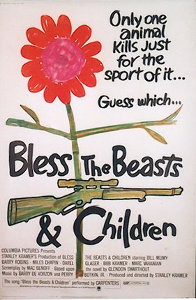 a poster with a flower and a gun