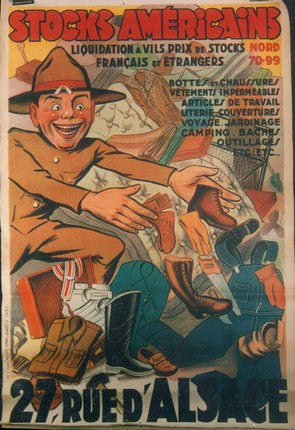 a poster of a man with a hat and boots