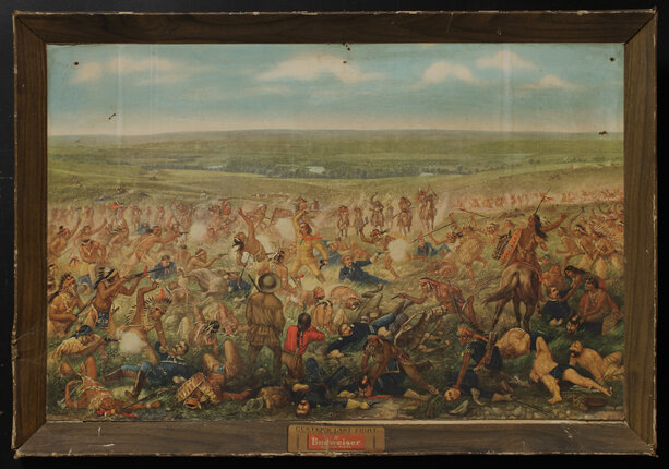 a painting of a battle