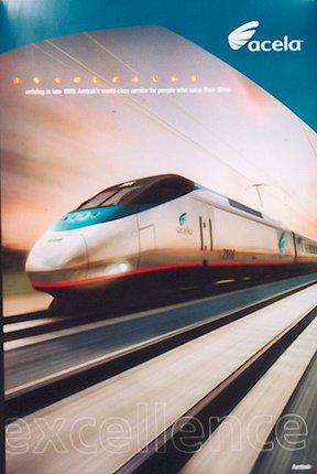 a magazine cover with a train