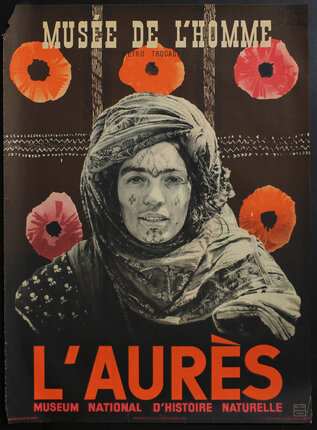 a poster of a woman with a scarf on her head