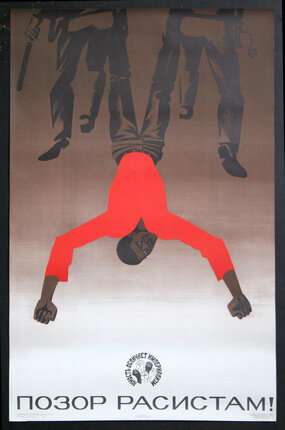 a poster of a man upside down