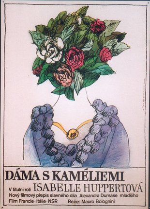 a poster with flowers on the head