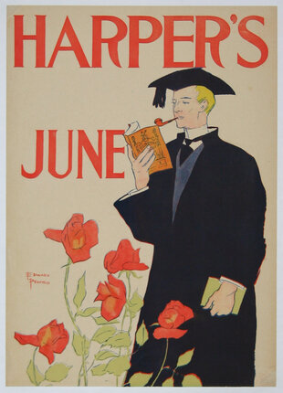 a poster of a man in a gown and cap