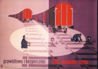 a poster of a train repair