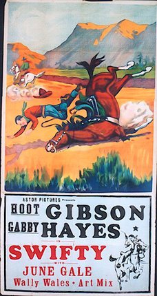 a poster with a horse and a man falling on it