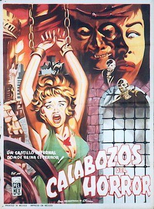 a movie poster with a woman in chains and a man in a car