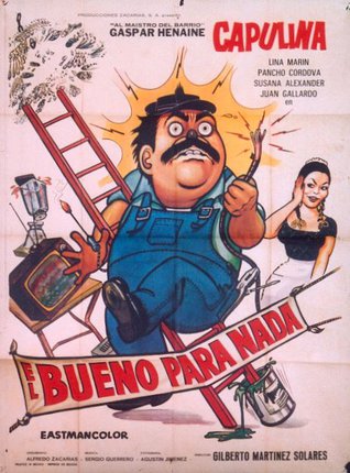 a poster of a man with a ladder and a woman