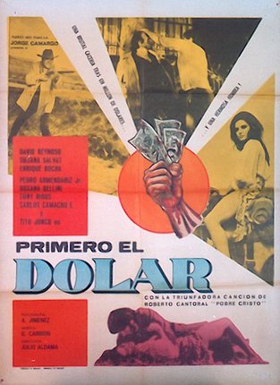 a movie poster with a man holding money