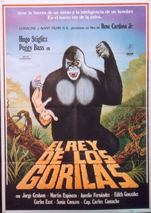 a movie poster of a gorilla holding a baby
