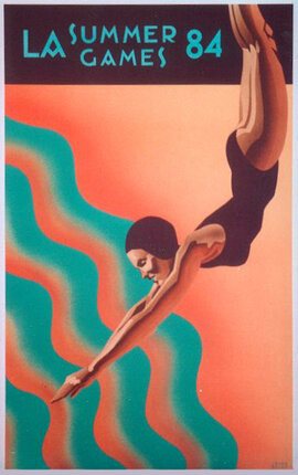 a woman diving into the water