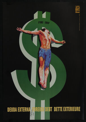 a man crucified on a dollar sign